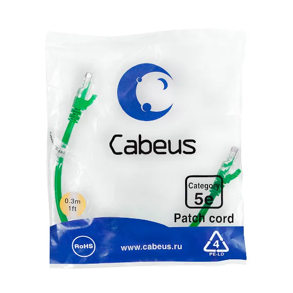 PC-UTP-RJ45-CAT.5E-0.3M-GN Cabeus