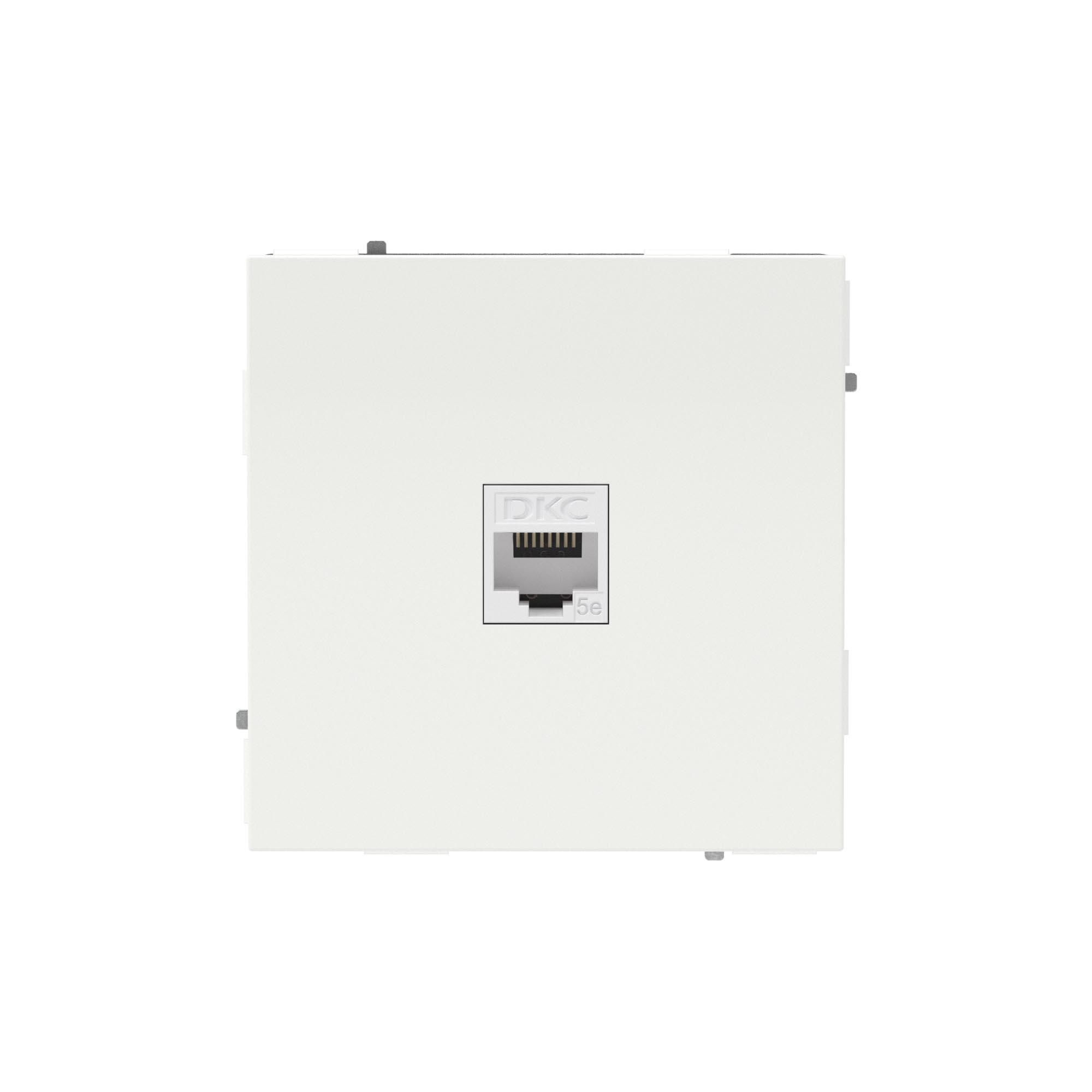 Компьютерная розетка RJ-45 без шторки, кат.5е одинарная, KANT, белая магнолия