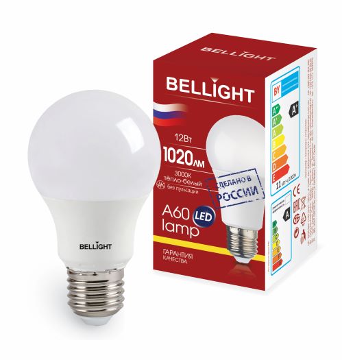 Лампа светодиодная LED 12Вт Е27 220 3000К 1020Лм