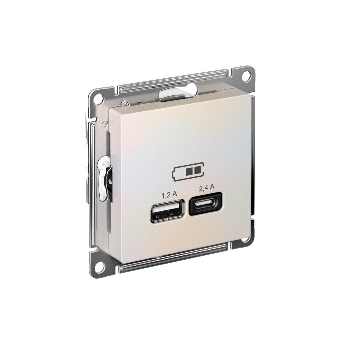 Розетка USB ATLASDESIGN A+С, 5В/2,4А, 2х5В/1,2А, механизм, жемчуг