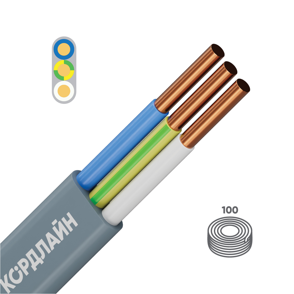 Кабель силовой ВВГ-Пнг(А)-LS 3x4ок(N,PE)-0,66 100м тртс