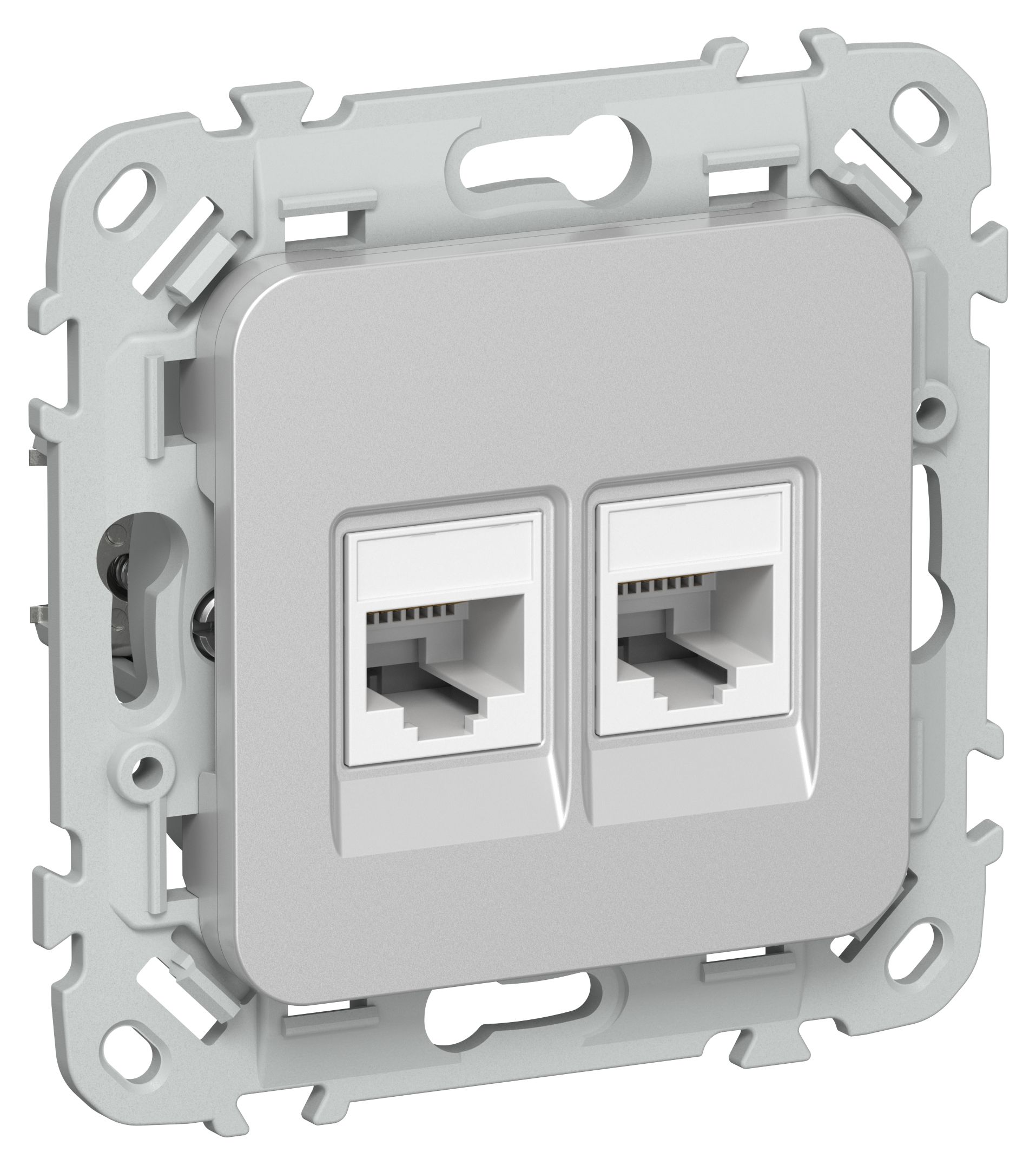 FLITE Розетка 2-местная компьютерная RJ45 категория 5Е UTP РК5е-2-0-ФлА алюминий