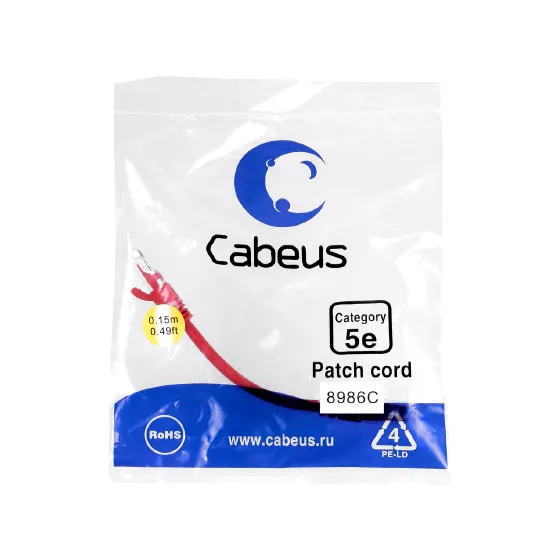 Cabeus PC-UTP-RJ45-CAT.5E-0.15M-RD Cabeus