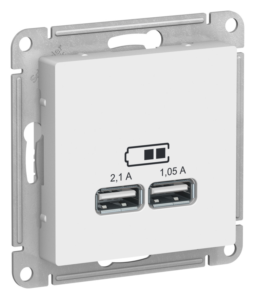 ATLASDESIGN USB розетка A+A, 5В/2,1 А, 2х5В/1,05 А, механизм, лотос