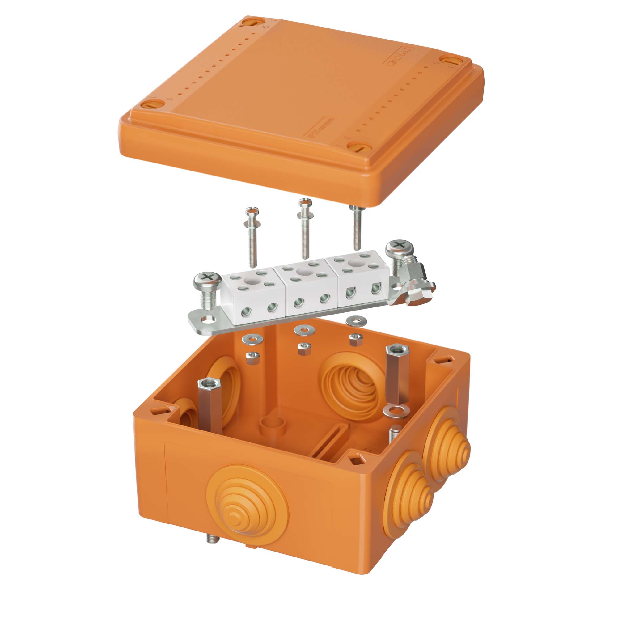 Коробка пластиковая FS с кабельными вводами и клеммниками IP55 100х100х50мм 6р 450V 6A 4мм кв.