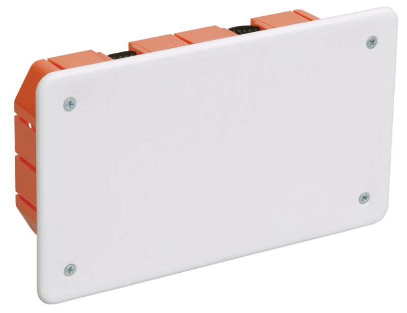 Коробка распаячная КМ41026 для полых стен безгалогенная (HF) 172х96х45мм с саморезами пластиковыми лапками с крышкой