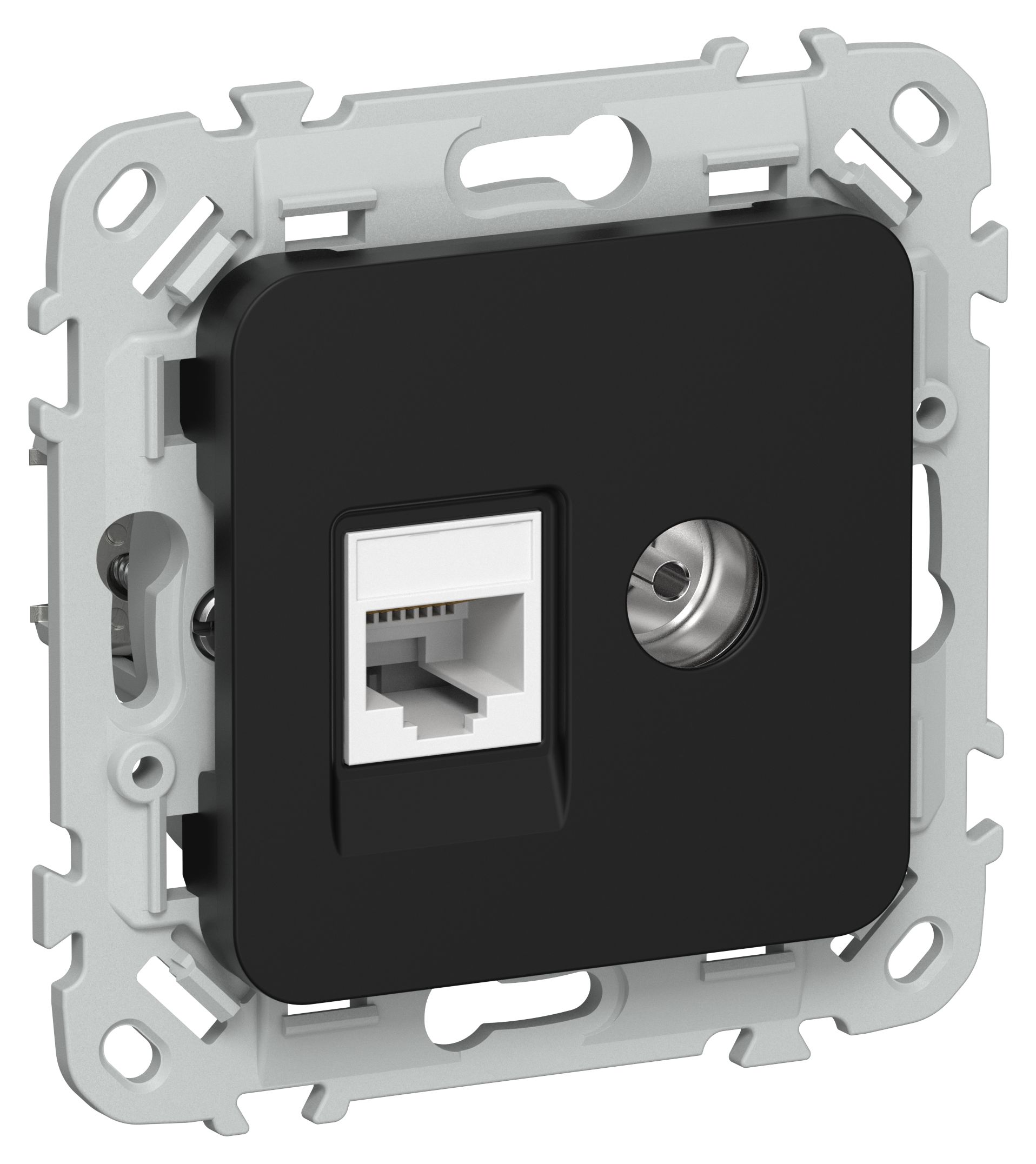 FLITE Розетка 2-местная RJ45/TV категория 5Е UTP РКТВ5е-2-0-ФлЧ черный