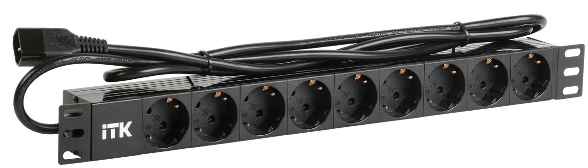 Блок розеток PDU 9 розеток шнур 2 метравилка IEC 320 C14. профиль из ПВХ. черный