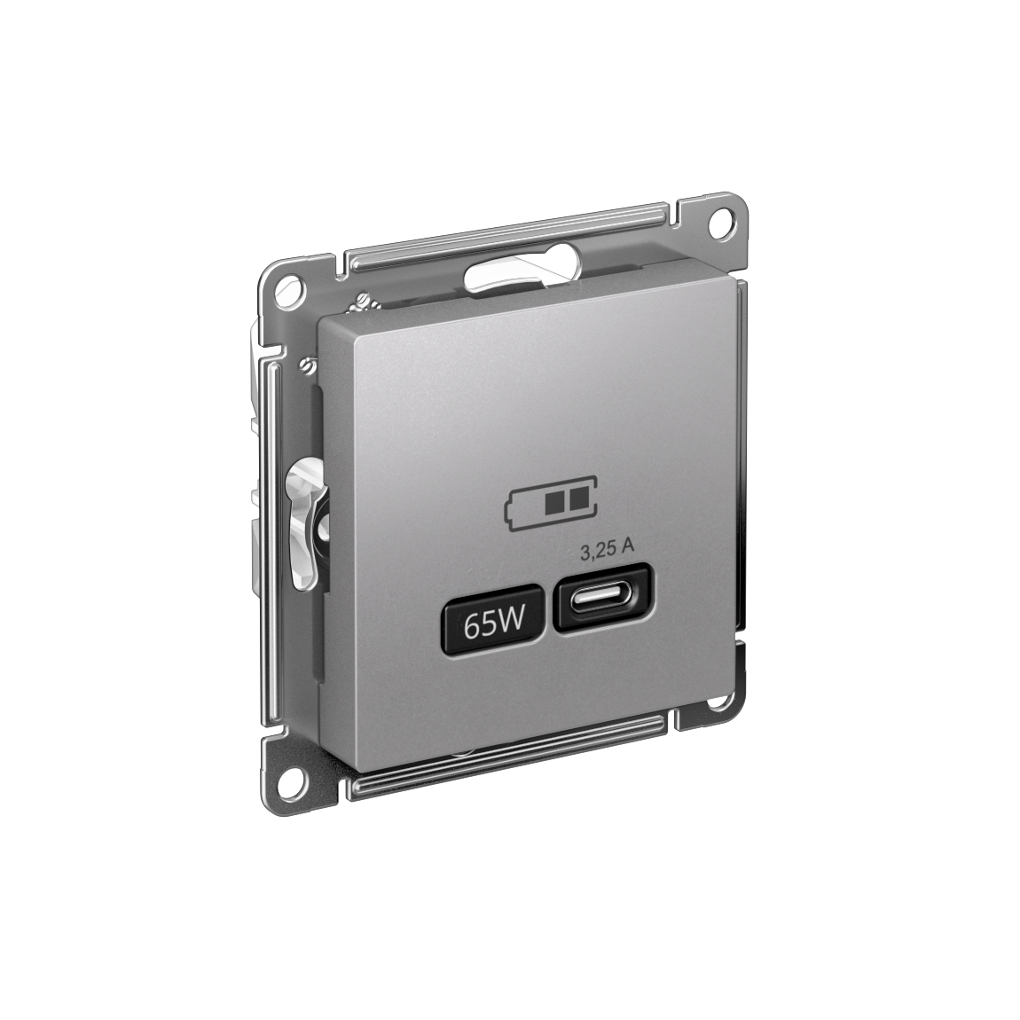 ATLASDESIGN USB розетка тип-C 65W высокоскор.заряд. QC, PD, механизм, алюминий