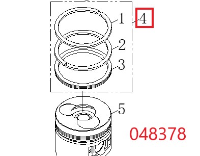 Кольца поршневые (комплект) Diesel 188FE/Piston Ring Assy, №4 (20084-00151-00)