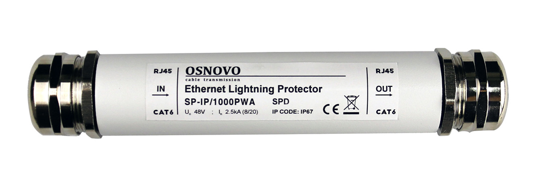 Устройство грозозащиты уличное PoE 2хRJ45, 1000 Мб/с, IP67