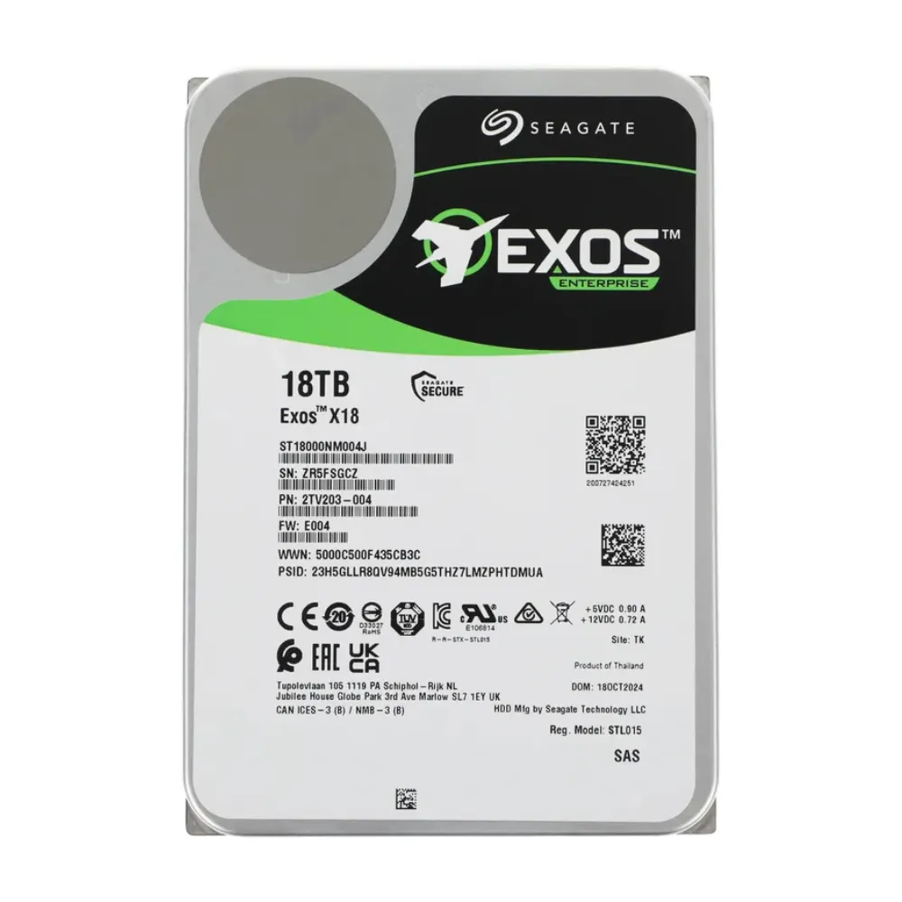 Жесткий диск Seagate Exos X18 ST18000NM004J, 18ТБ, HDD, SAS 3.0, 3.5"