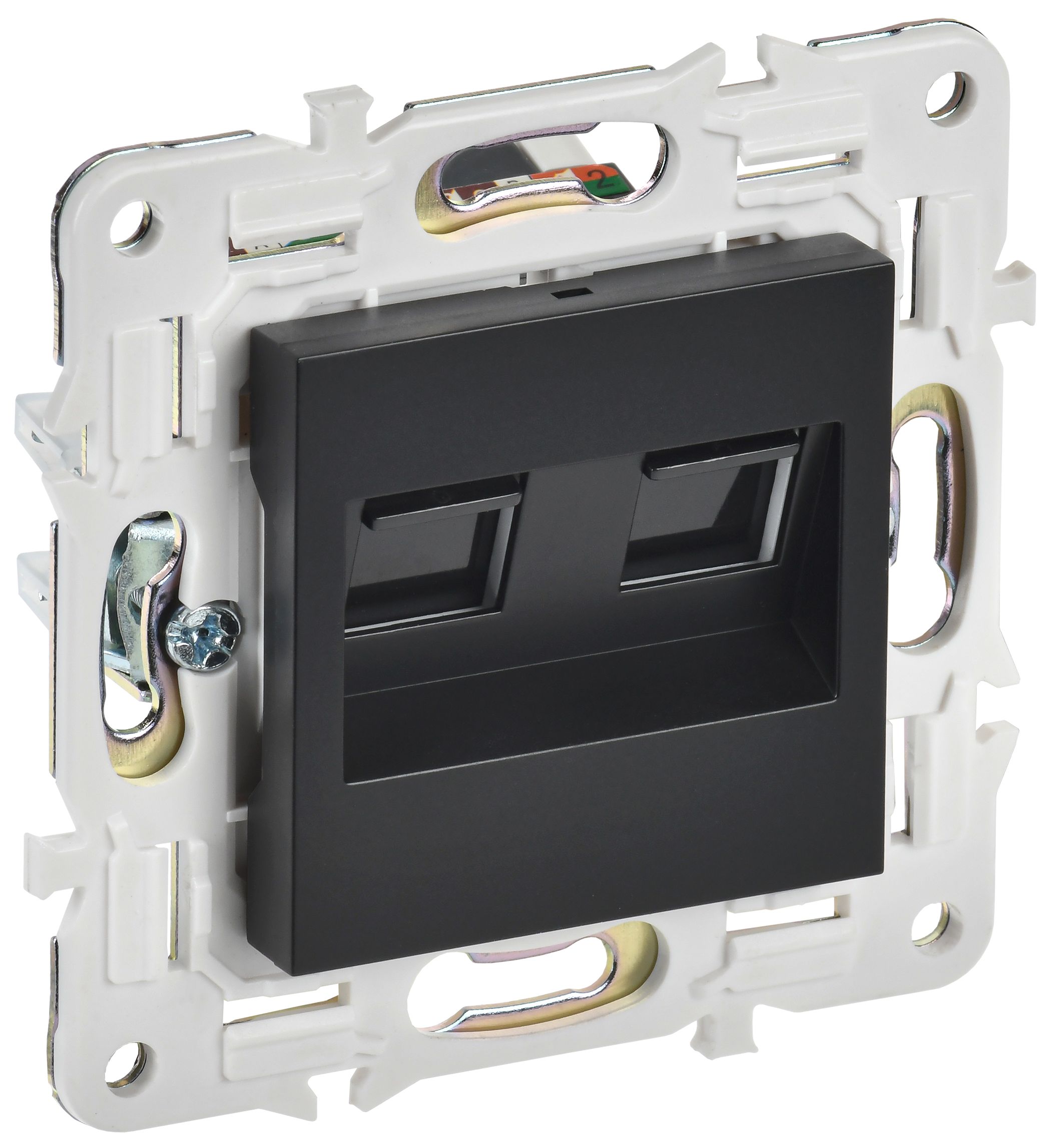 Розетка компьютерная двойная RJ45 кат.5E SK-K03Bl черный SKANDY