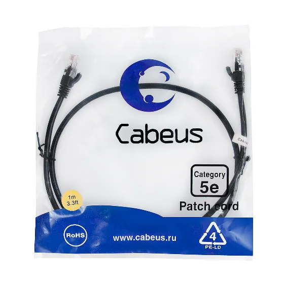 PC-UTP-RJ45-CAT.5E-1M-BK-LSZH Cabeus
