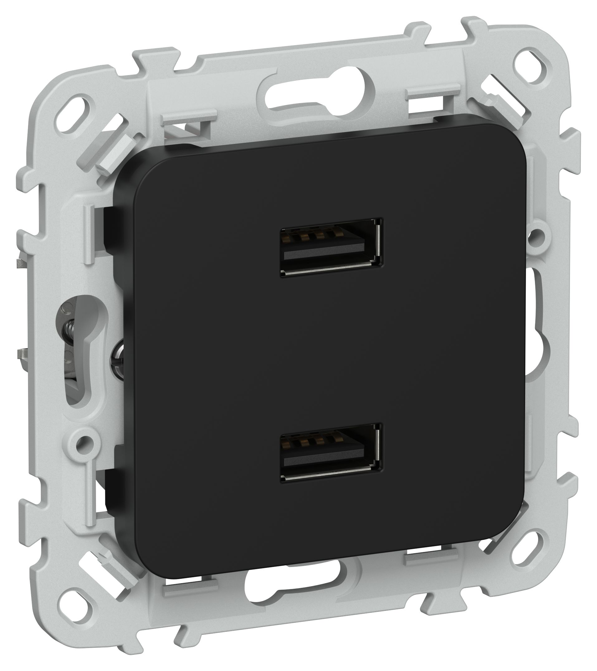 FLITE Розетка USB A+A 2,1А РЮ-2-ФлЧ черный