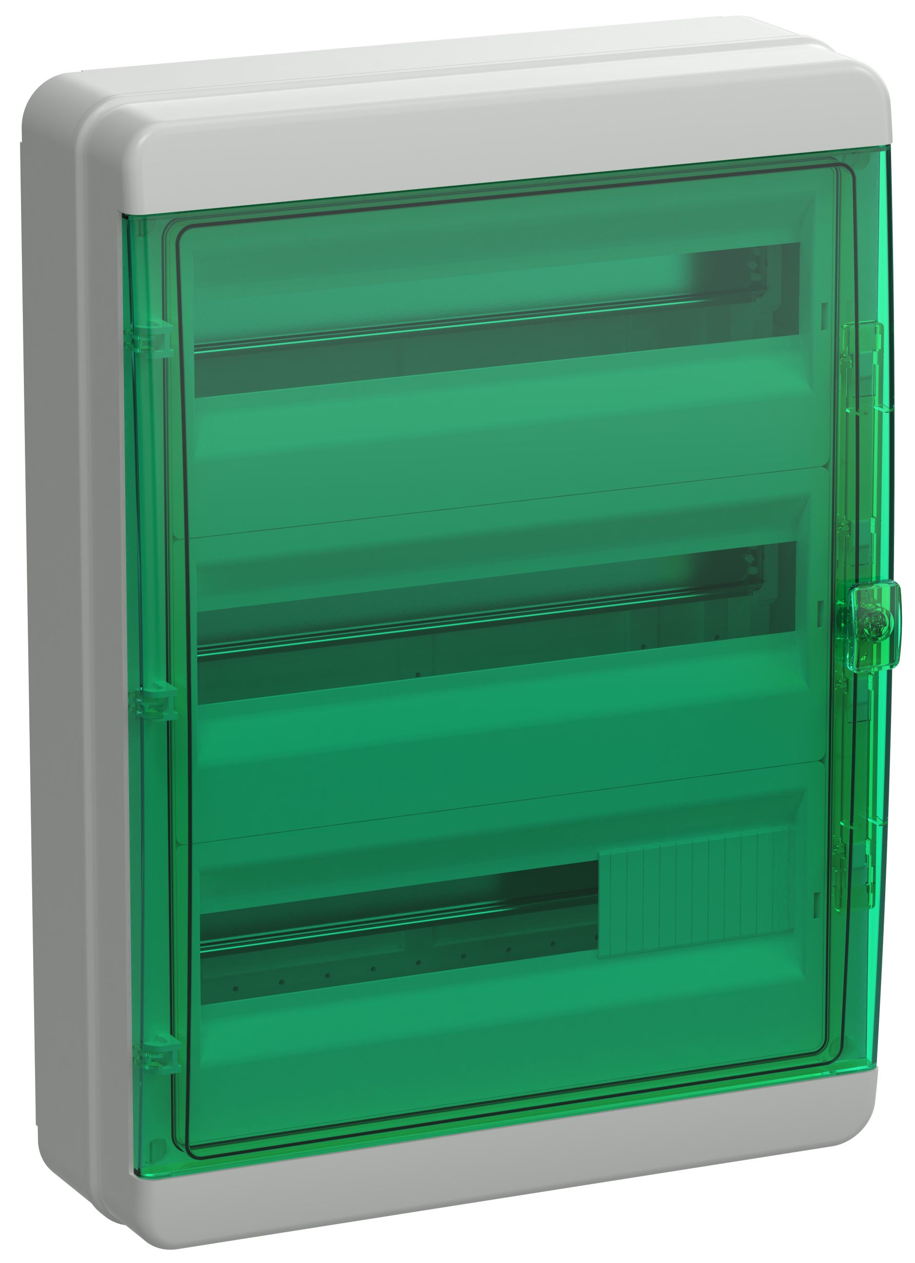 Корпус пластиковый КМПн-54 IP65 зеленая прозрачная дверь TEKFOR