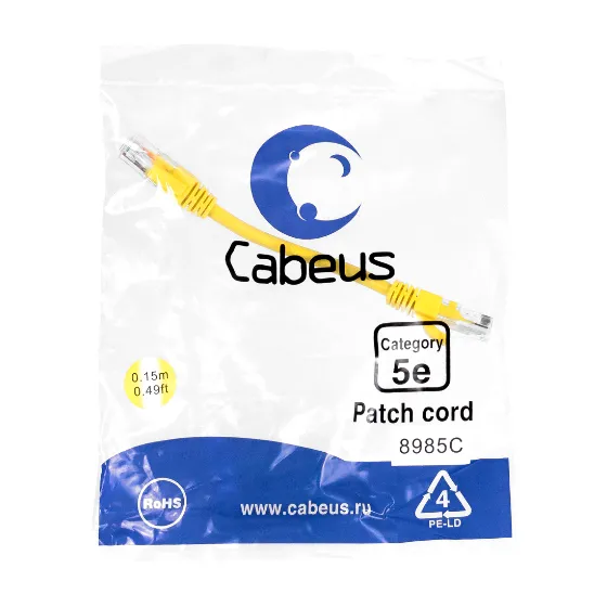 PC-UTP-RJ45-CAT.5E-0.15M-YL-LSZH Cabeus
