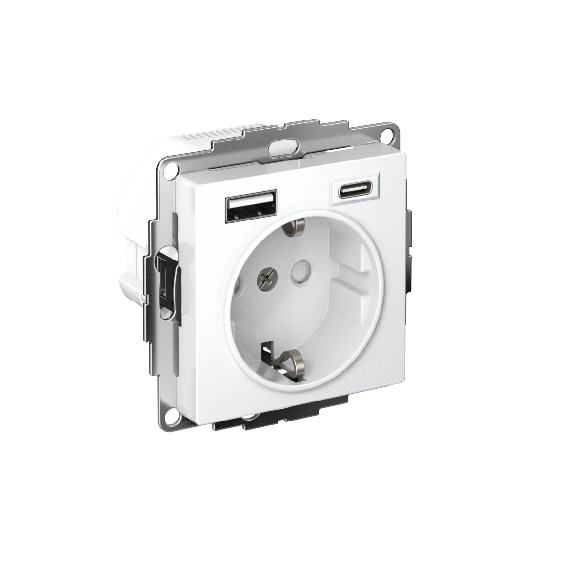 Розетка 16А с 2 USB A+C, мех, белый