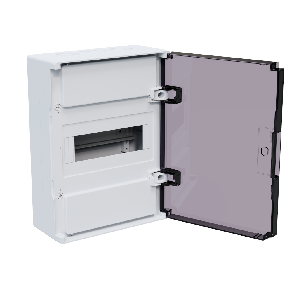 Щит ЩРН-п-8 пластиковый распред. OptiBox Pro 8-NKR-IP40 8м. навесной с пласт. черной прозрач. дверцей IP40