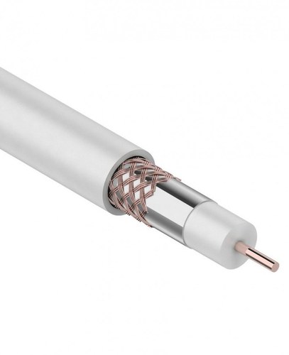 Кабель коаксиальный RG-6U, 75 Ом, Cu/Al/Cu, 75%, IN, белый, 100 м