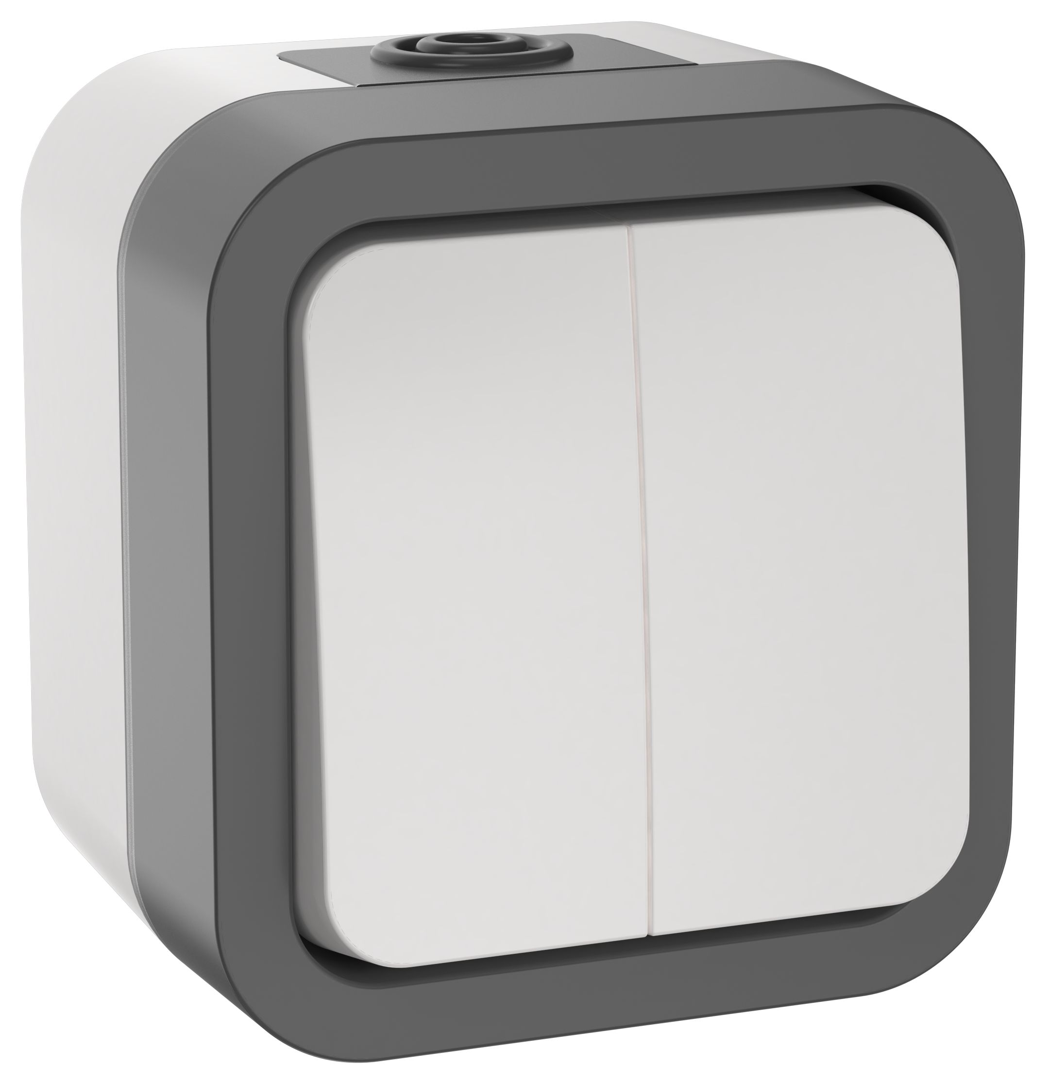 Выключатель двухклавишный 10А IP55 TS205 серо-белый TORS