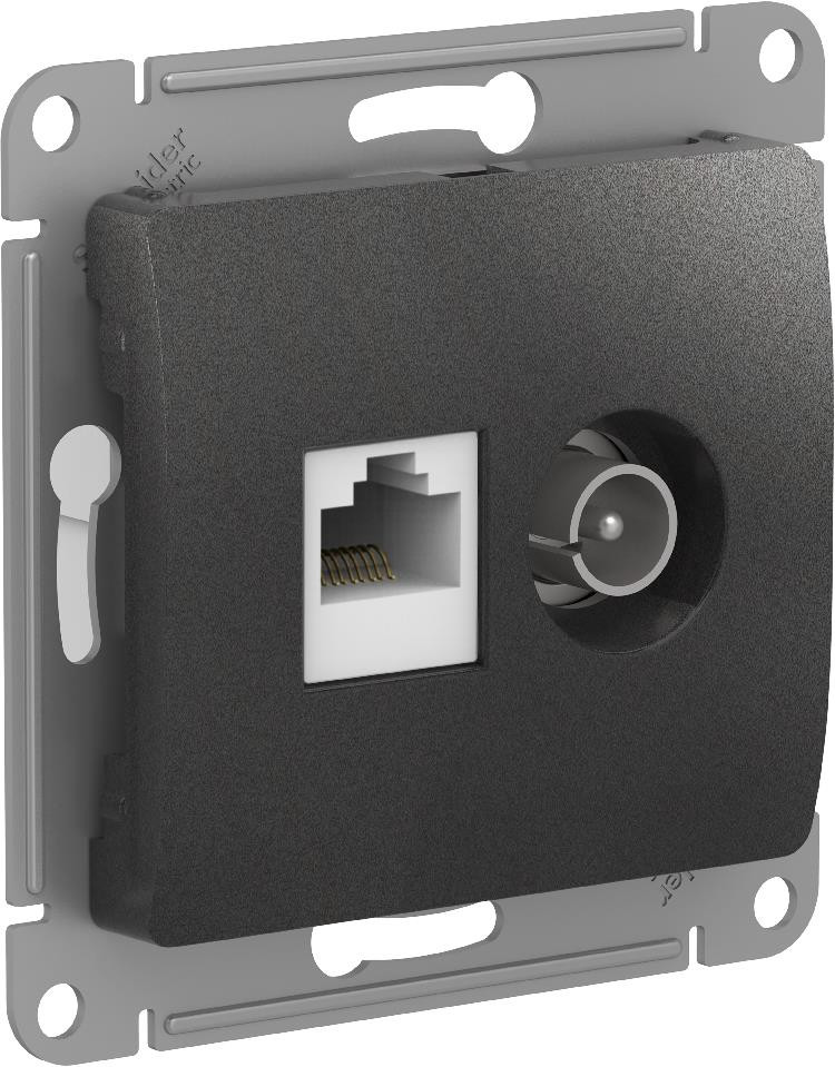 GLOSSA розетка двойная ТВ + компьютерная RJ45, кат. 5Е, антрацит