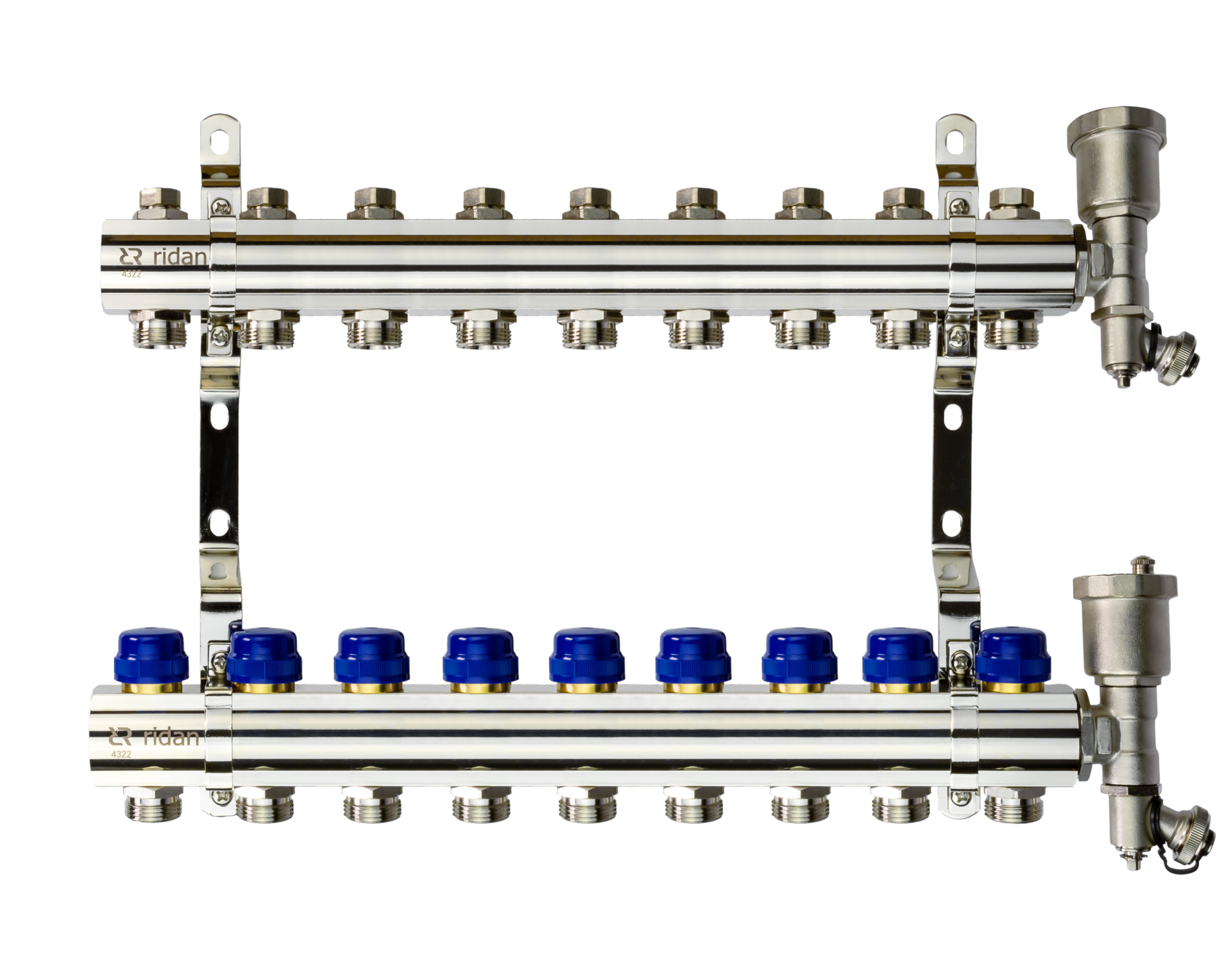 Коллекторная группа FHF-9R set 9 контуров 1'x3/4' c воздухоотводчиками и кронштейнами