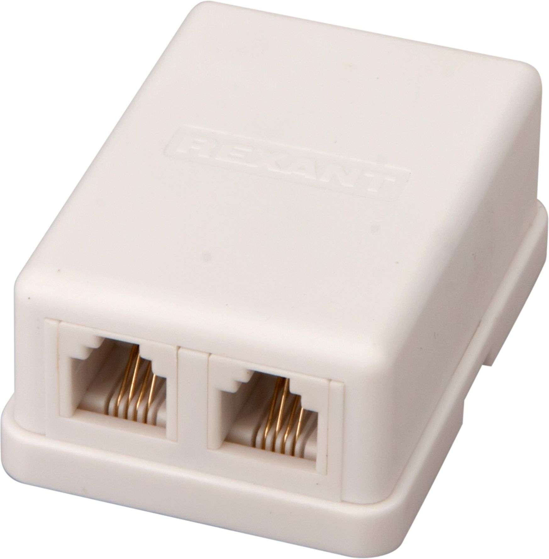 Розетка телефонная внешняя, 2 порта UTP, RJ-14 (6P4C), CAT 3 (50шт/уп)