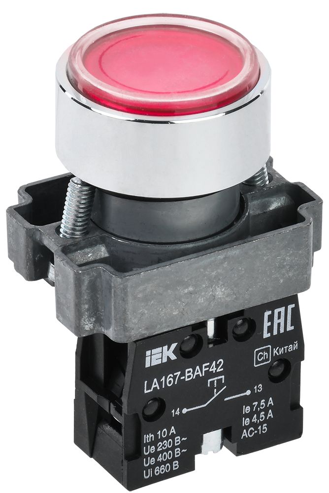 Кнопка управления LA167-BAF42 d=22мм 1NC красная