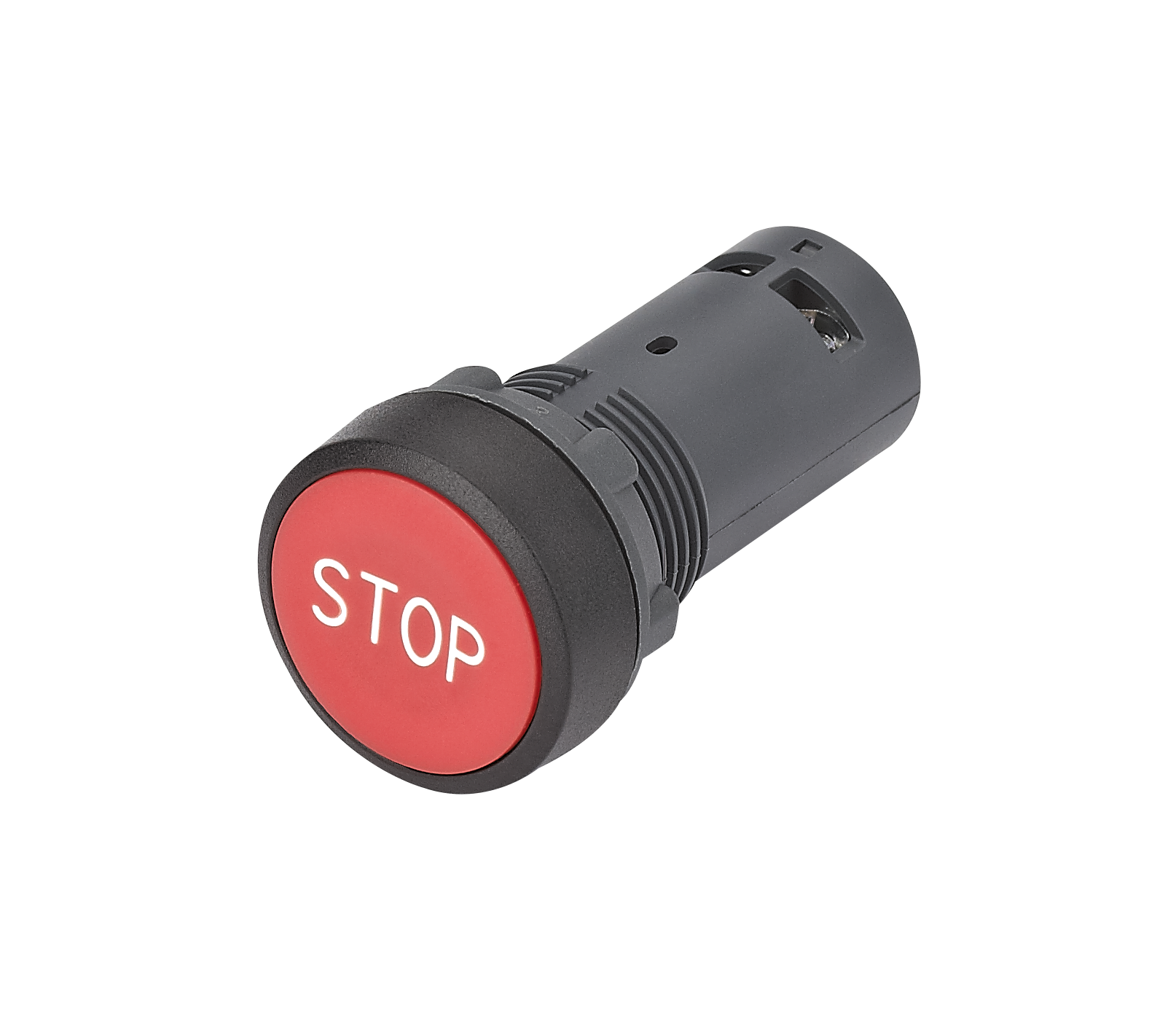 Кнопка моноблочная 22мм красная с возвратом, с маркировкой STOP, пластик, 1НЗ, IP65 SB7