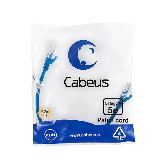 PC-UTP-RJ45-CAT.5E-0.3M-BL Cabeus