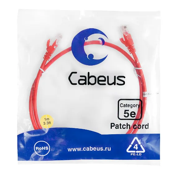 PC-UTP-RJ45-CAT.5E-1M-RD-LSZH Cabeus