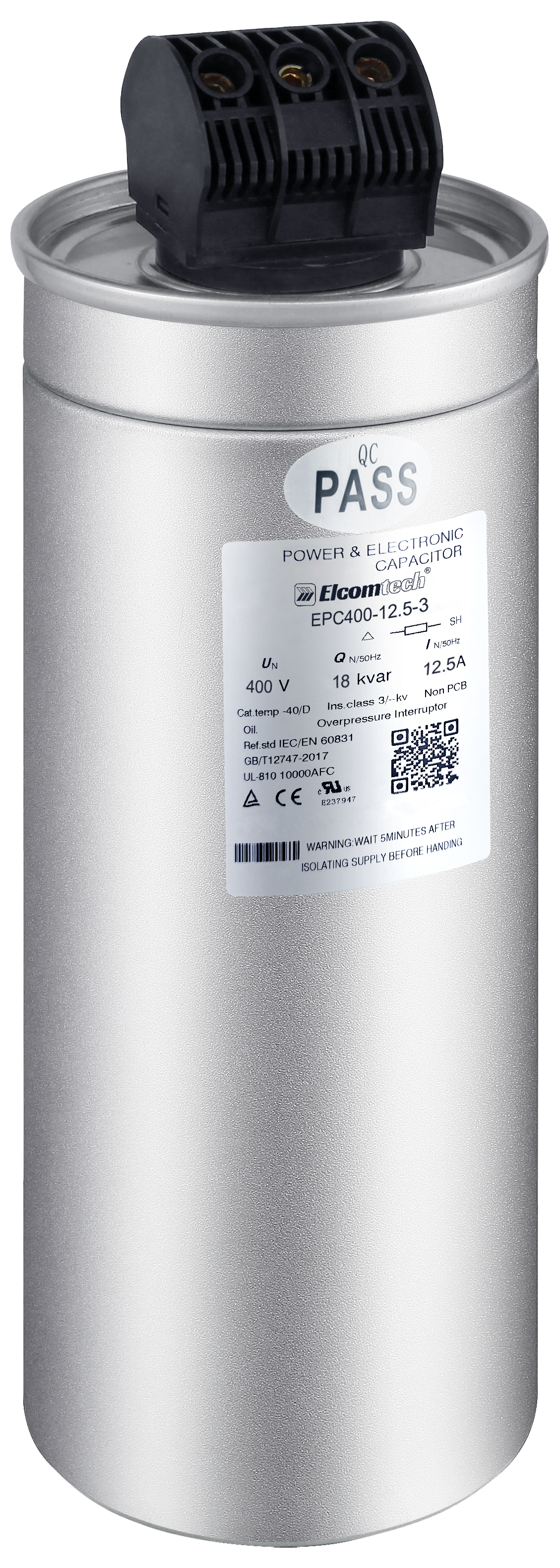 Конденсатор косинусный 400V 12.5kVAr 3ph (400В 12.5кВАр) D86x240