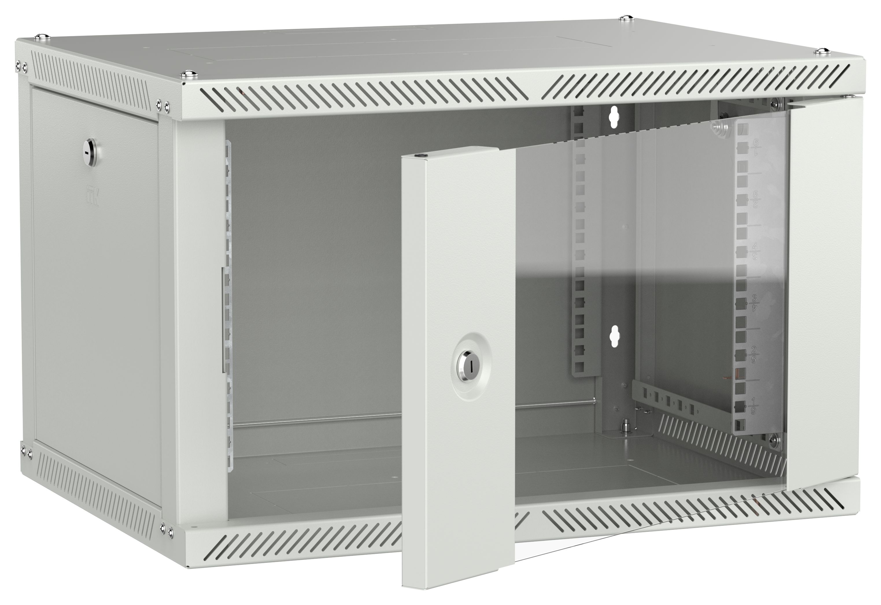 Шкаф 6U 600х450мм дверь стекло серый 2.0