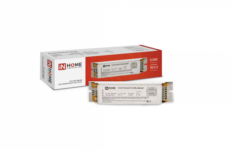 Эпра для люминесцентных ламп ETL-236-А2 2х36Вт Т8/G13 IN HOME