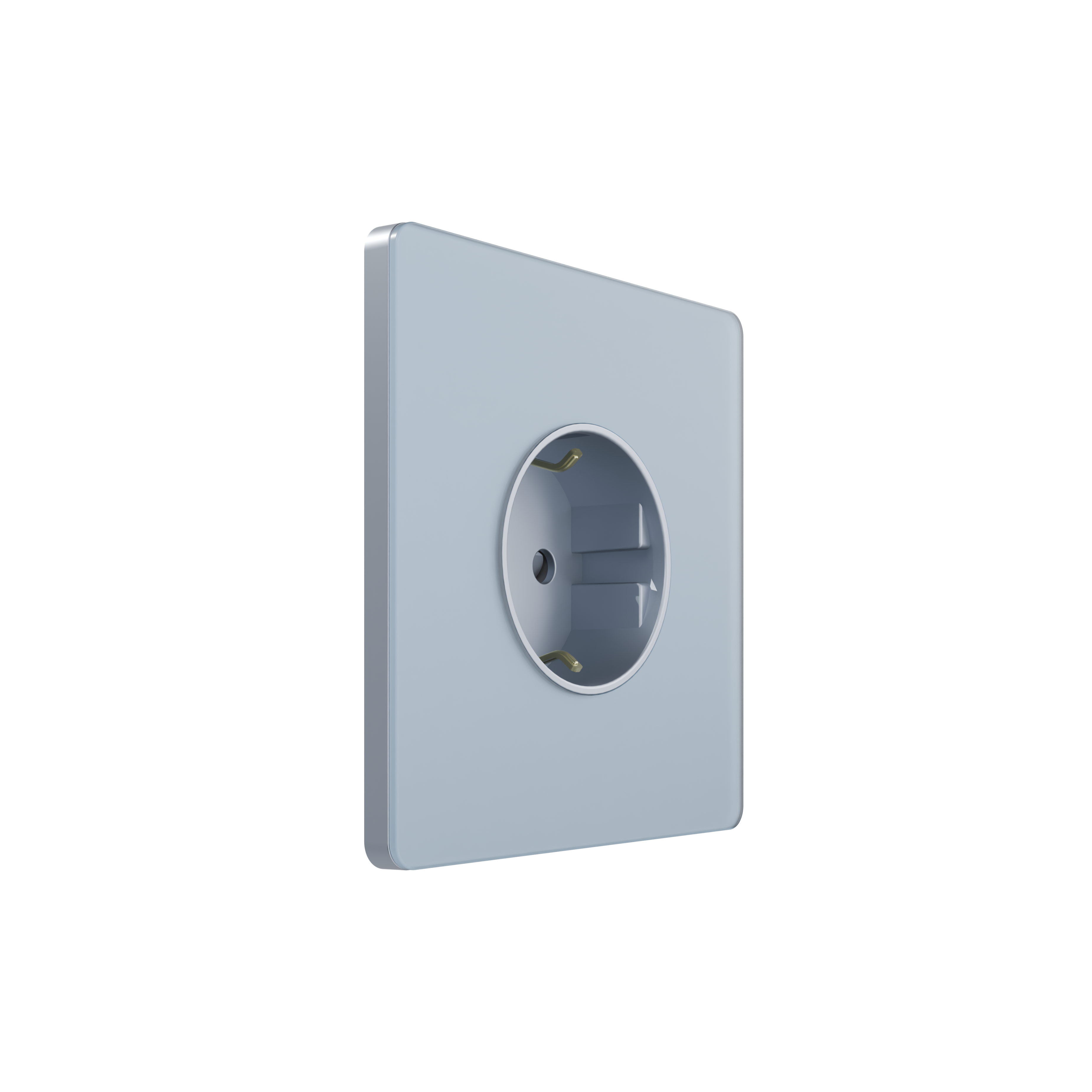 Розетка С/У с ЗК (250В, 16А, защит.шторки), Стальное небо , Systeme Infinity
