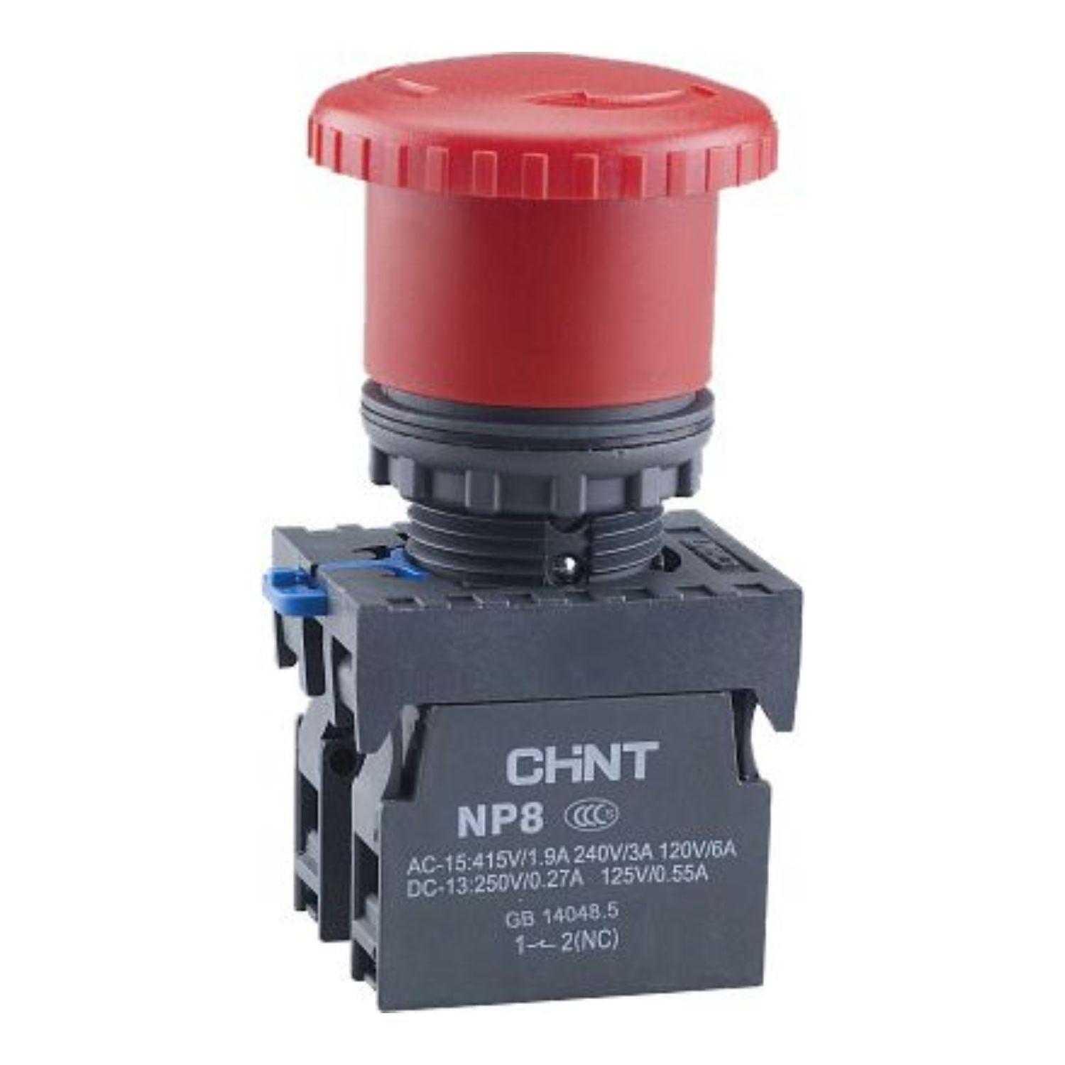 Кнопка Грибок 40мм NP8-11ZS/14 с фиксацией, красная, 1НО+1НЗ, IP65 (R)