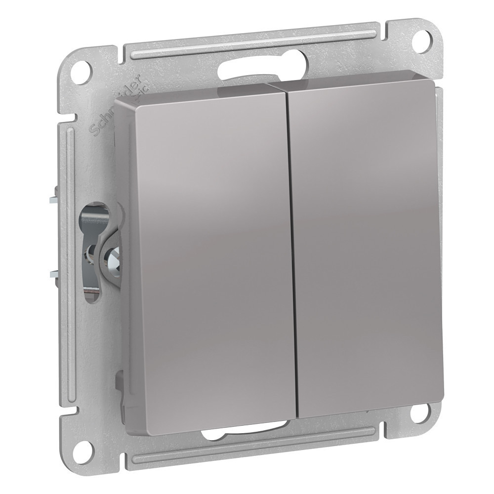 ATLASDESIGN AQUA выключатель двухклавишный, IP44, сх.5, 10АХ, механизм, алюминий