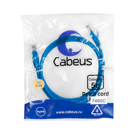 Cabeus PC-UTP-RJ45-CAT.5E-1M-BL Патч-корд U/UTP, категория 5e, неэкранированный, цвет синий, 1.0 м