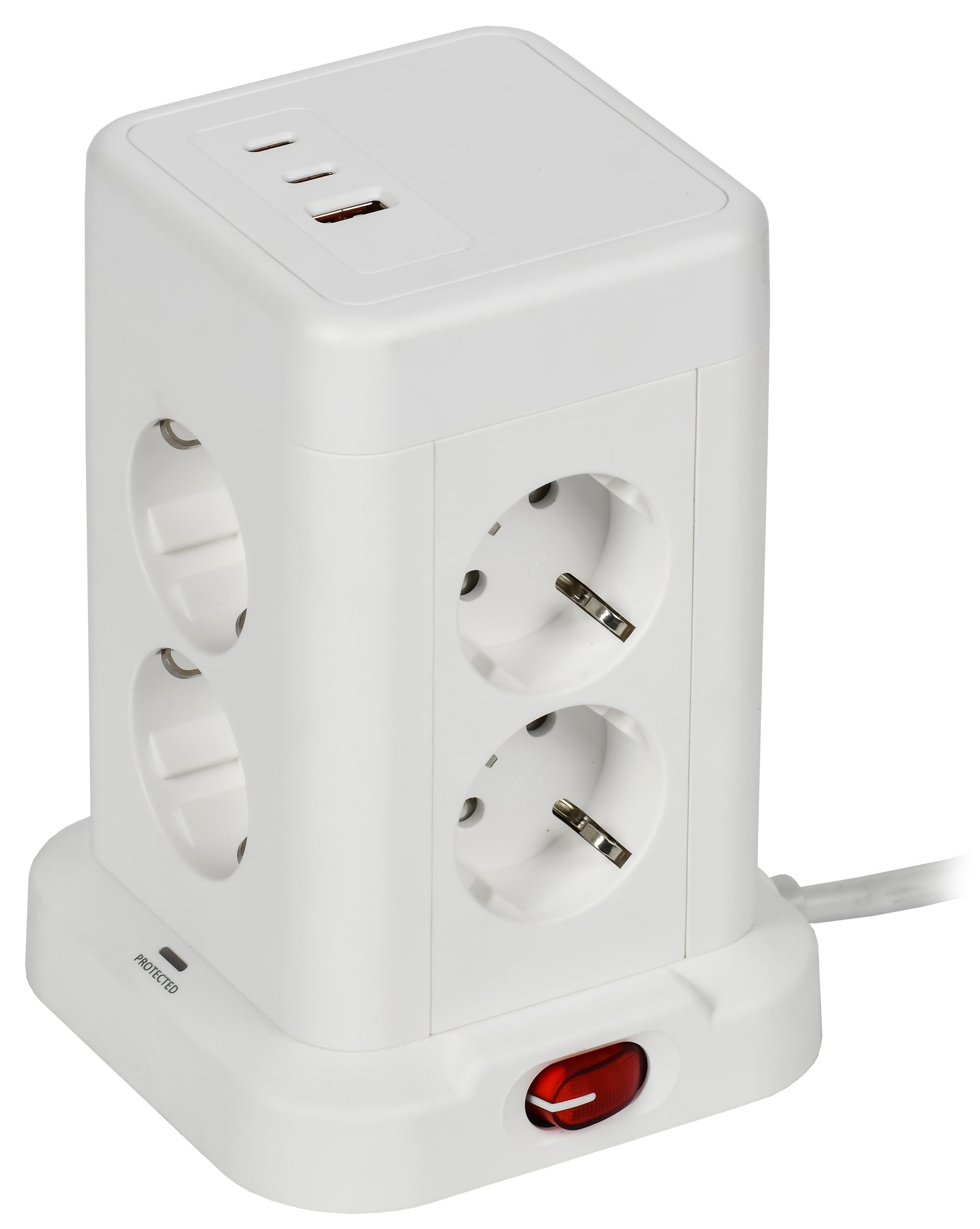 Удлинитель У08K 8 мест 2P+PE 1,5м 3х1,0мм2 16А/250В USB A+C 20Вт белый DOMINIC IEK