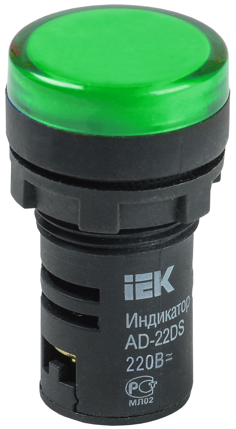 Лампа AD22DS(LED)матрица d=22мм зеленый 110В AC/DC