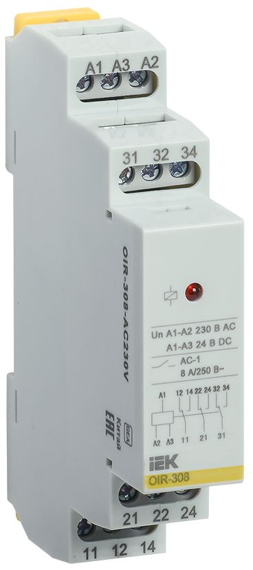Реле промежуточное модульное OIR 3 контакта 8А 230В AC