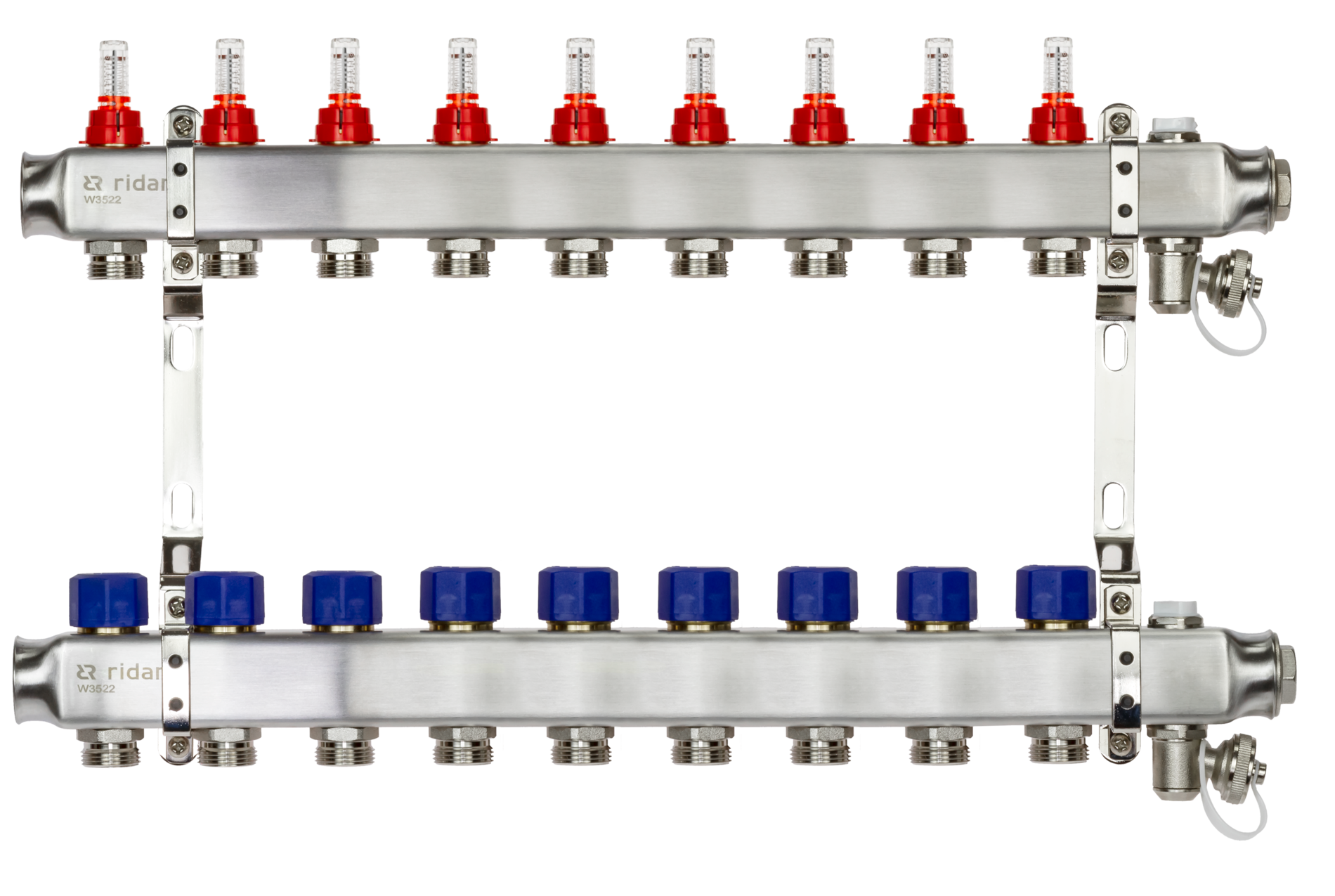Коллекторная группа SSM-9RF set 9 контуров 1'X3/4' с расходомерами и кронштейнами