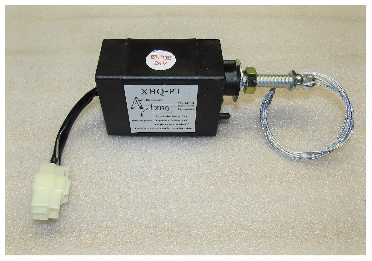 Соленоид втягивающий тнвд (24v) с тросиком (XHQ-PT,24v)/Fuel cut pull-in solenoid valve subassembly