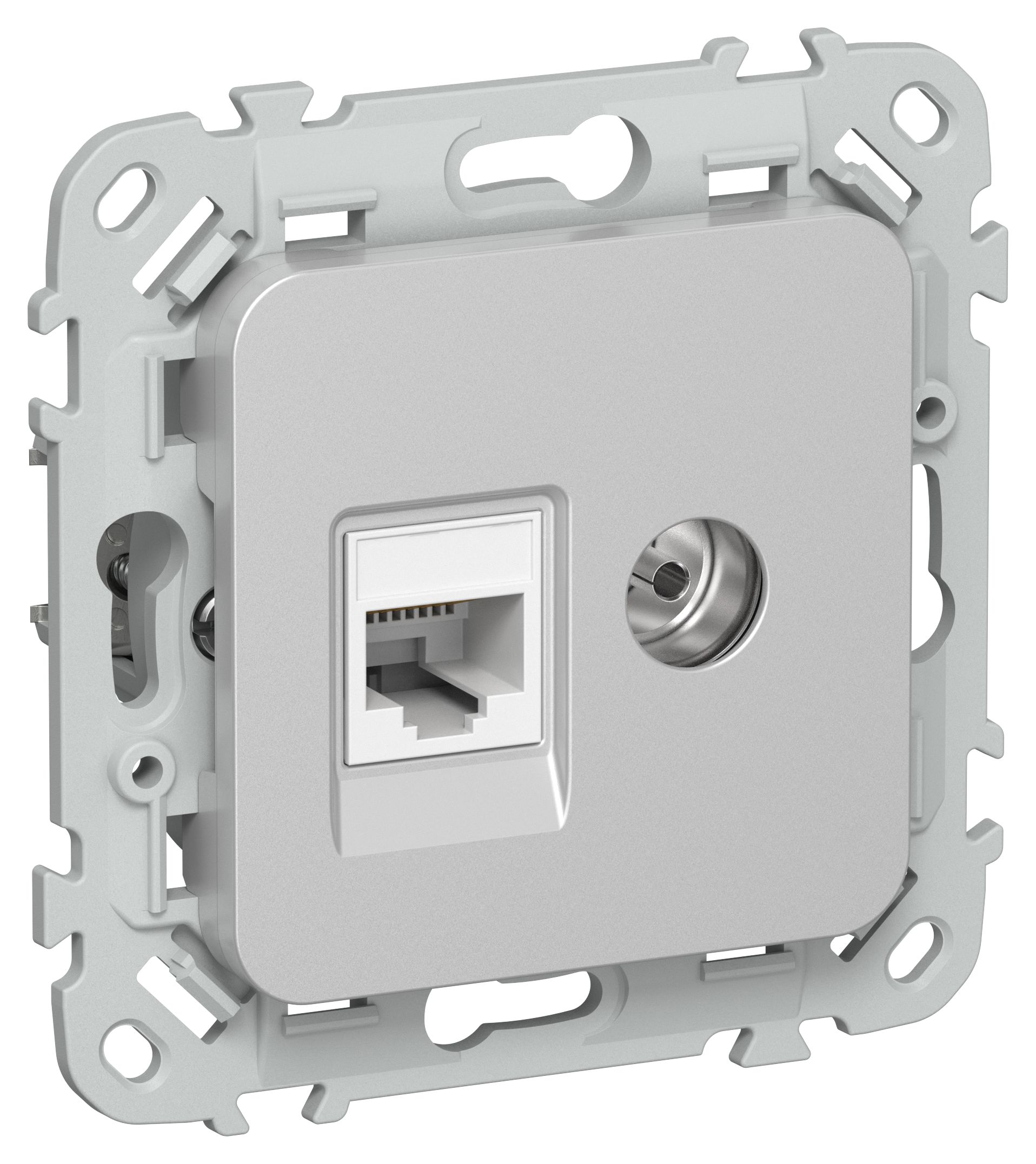 FLITE Розетка 2-местная RJ45/TV категория 5Е UTP РКТВ5е-2-0-ФлА алюминий