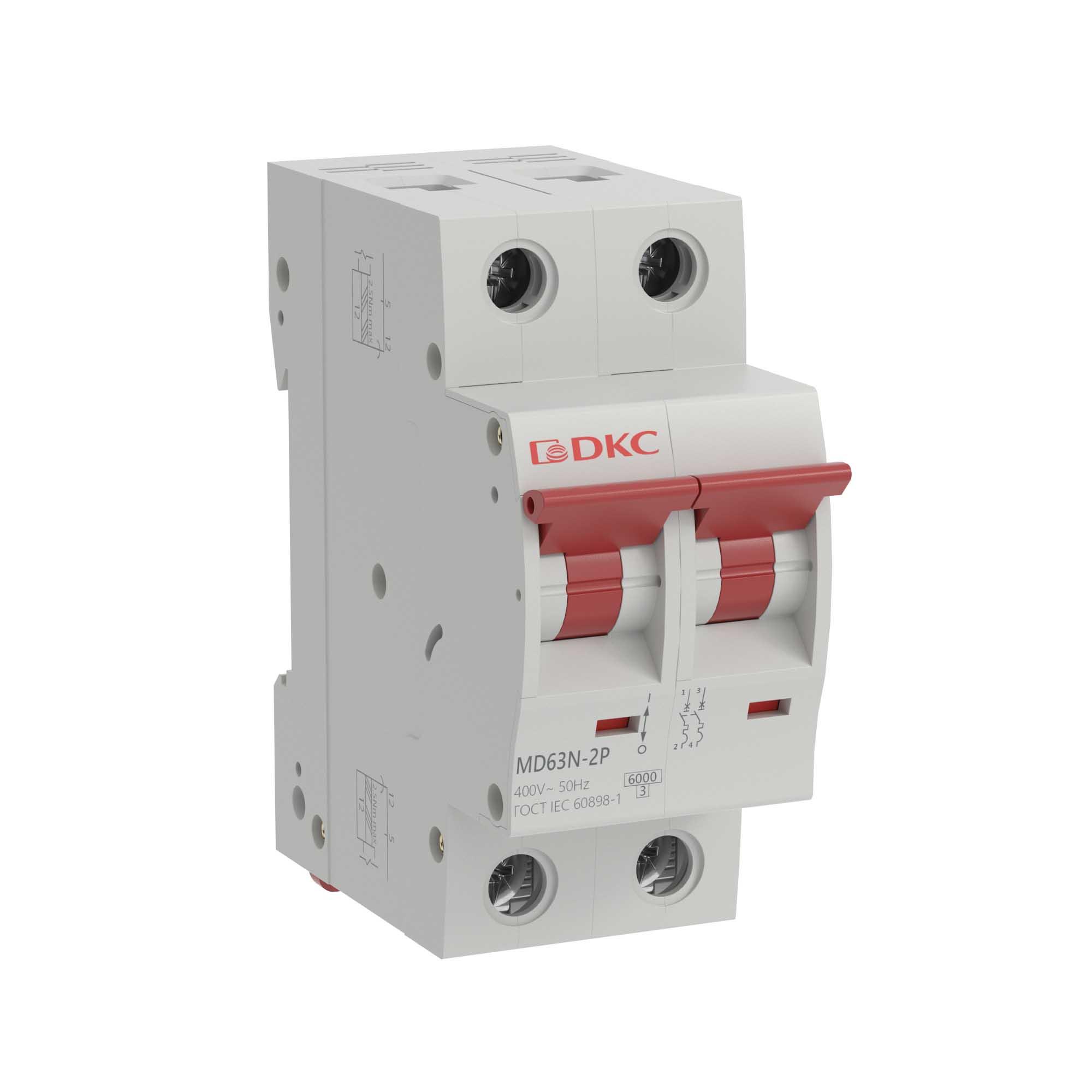 Автоматический выключатель модульный YON макс (YON max) типа MD63N, 6кА, 2 полюса, хар-ка C, 63А