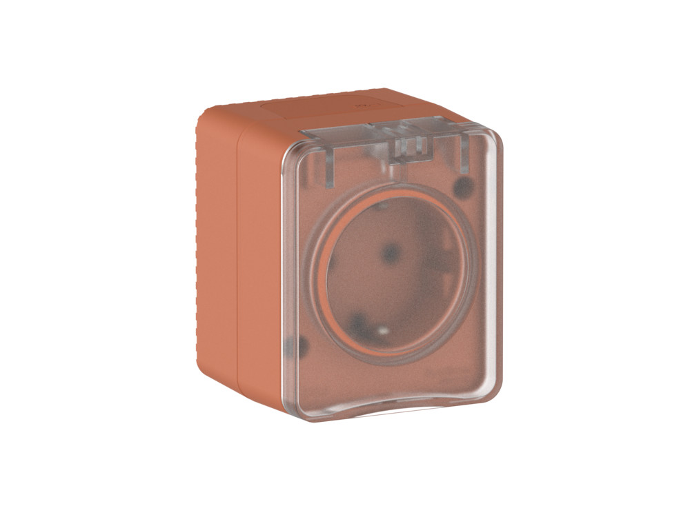 AtlasDesign PROFI IP54 О/У розетка с заземлением со шторками 16А 250В, терракотовый