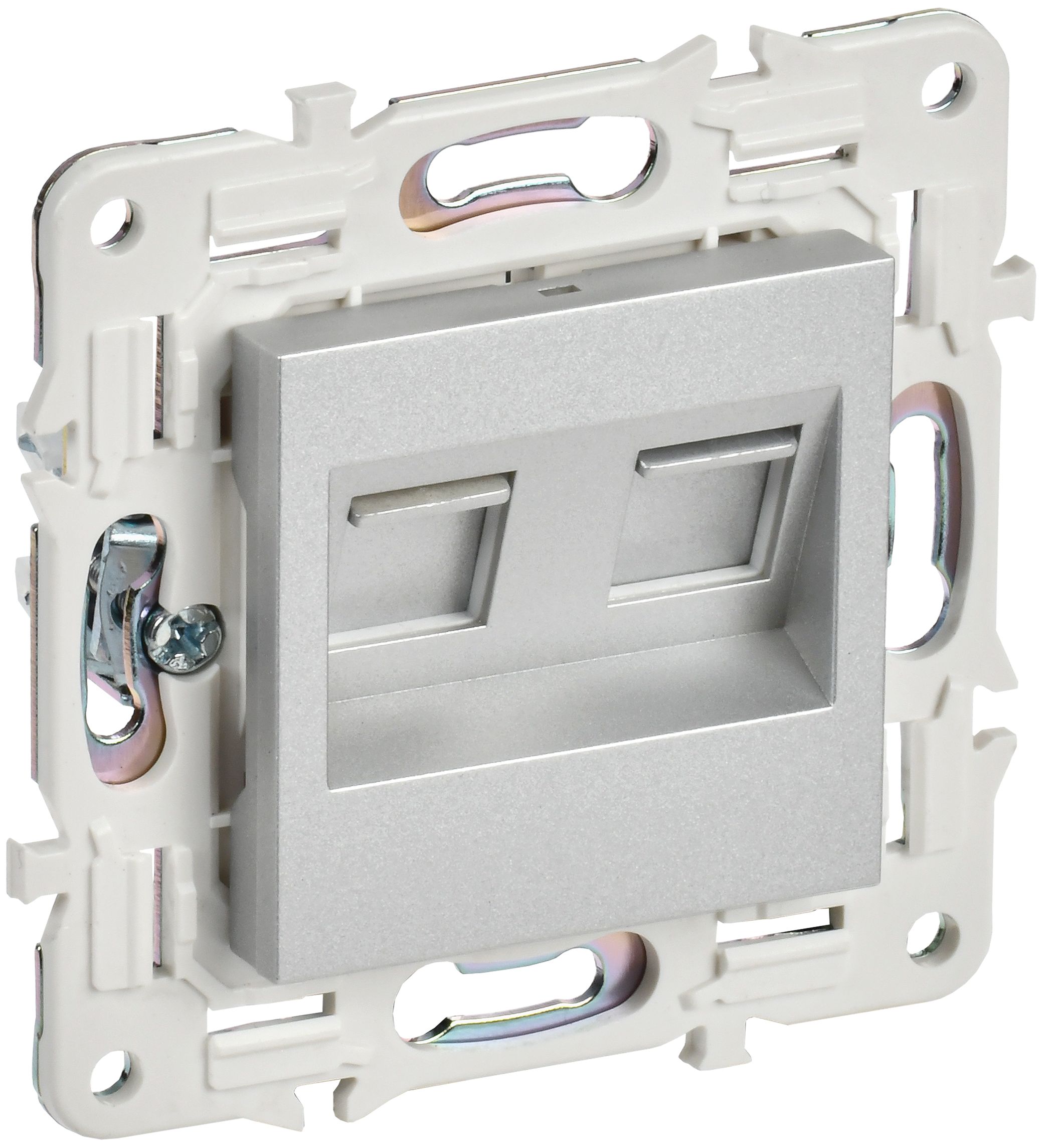 SKANDY Розетка компьютерная двойная RJ45 кат.5E SK-K03S серебряный