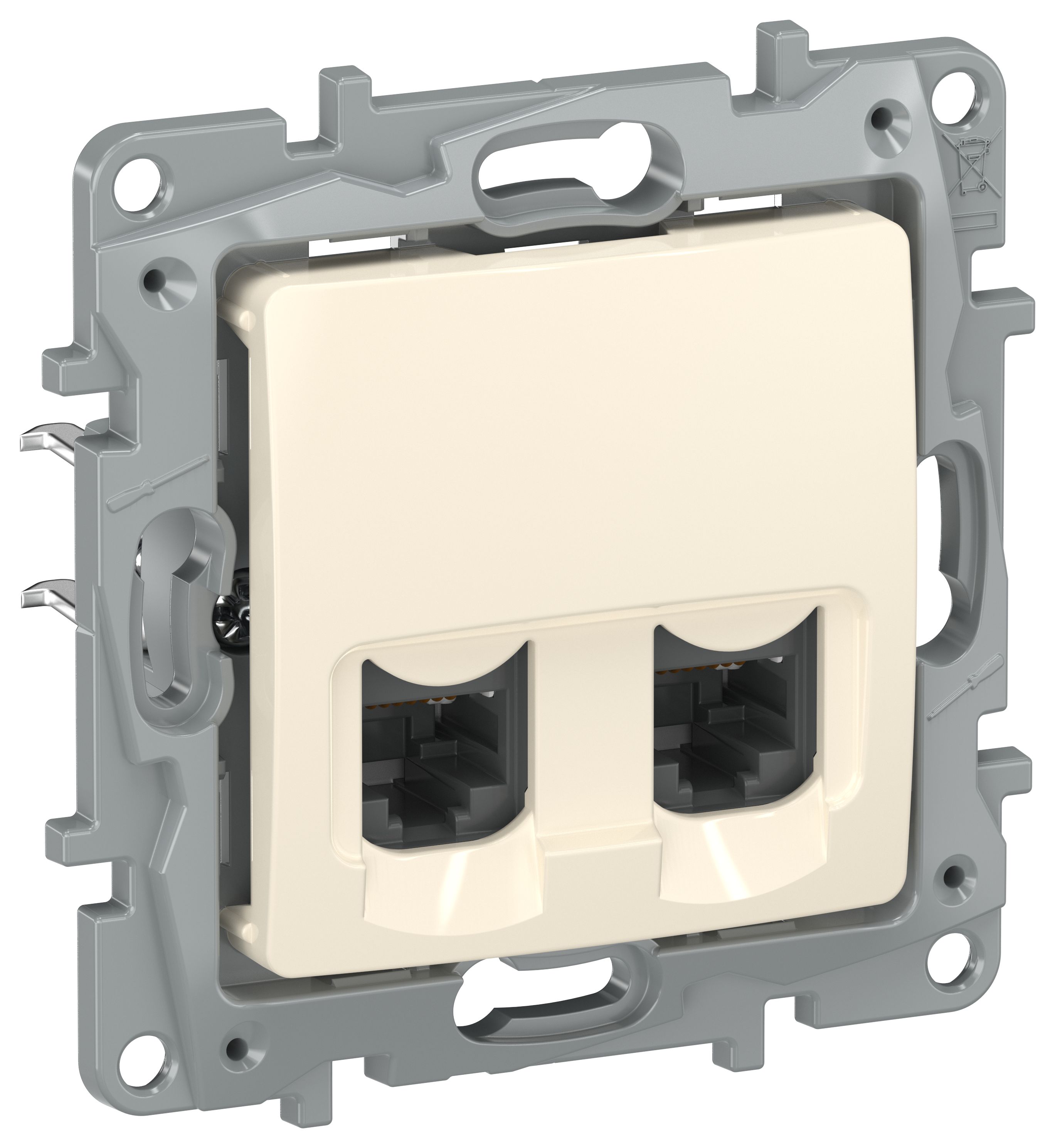 IEKETIKA Розетка компьютерная двойная RJ45 категория 5Е UTP 6723551 слоновая кость