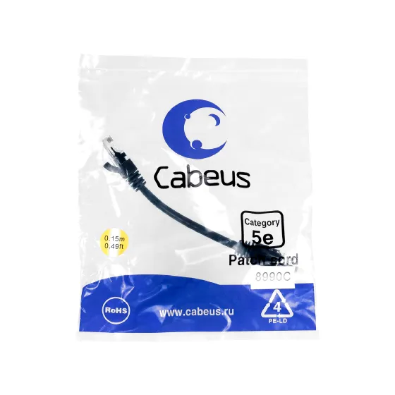 PC-UTP-RJ45-CAT.5E-0.15M-BK-LSZH Cabeus